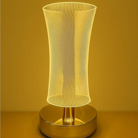 3D Illusion LED Vase Shape Decorative Table Lamp with Touch Control and Warm White & Golden Glow – Modern Acrylic Night Light for Bedroom, Living Room, Office & Home Décor Gift